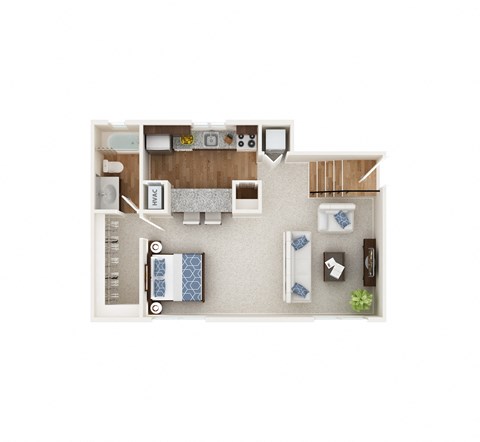 Floor plan for studio, 1 bath, 550 sqft